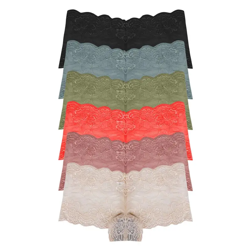 Women's 6-Pack Sheer Lightweight Lace V-Waist High-Cut Panties - Soft Fabric, Sweet Cheeky Bikini Briefs, True-to-Size Leg Design, Chic Pastels, Fit-Focused Daily Wear Panty