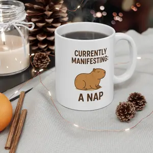 Sleepy Capybara Mug, Cute Coffee Cup, Animal Lover Gift, Cozy Home Decor, Funny Mug for Relaxation, Perfect for Birthdays