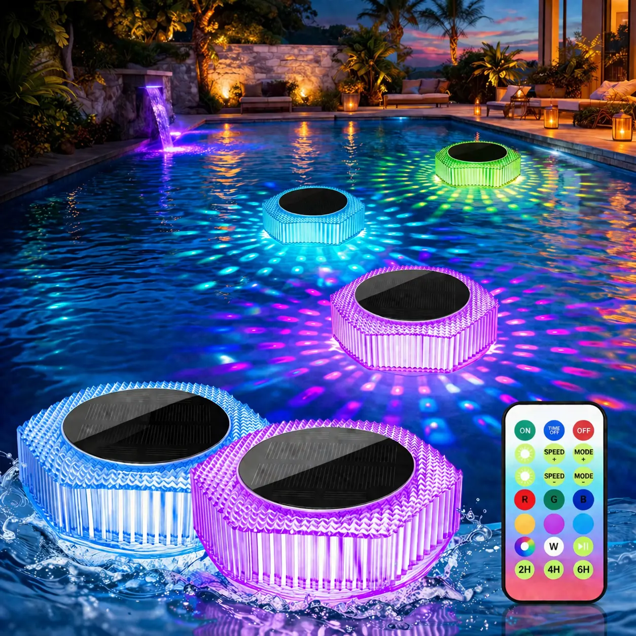 Avatar Controls Floating Pool Lights Solar Powered, RGB Color Changing Solar Pool Lights that Float with Dynamic Lighting Effects, IP68 Waterproof Swimming Pools Light for Party Decor(2/4Pack) Mother's Day Gifts summergarden,campingessentials,outdoorfurni