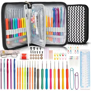 SHAXANO 95-Piece Crochet Hooks Kit with Case, Ergonomic Crochet Needles Weave Yarn Kits DIY Hand Knitting for Beginners & Experienced Crochet Lovers