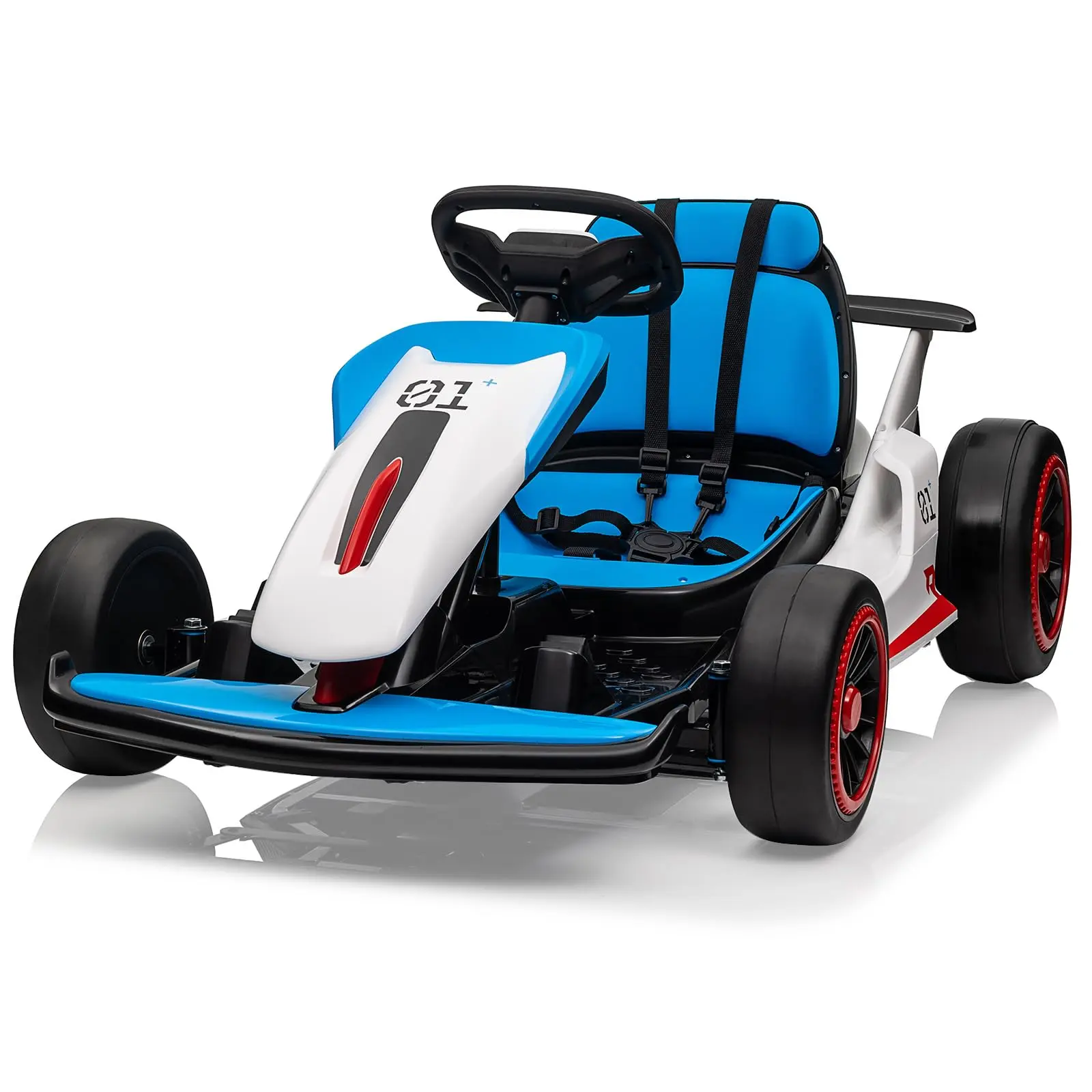 Electric Drift Go Kart for Kids, Go Kart with 200W Dual Motor & 7AH Battery, 8.1MPH Max Speed, 360° Drifting, 5-Point Safety Belt, 110LBS Load,USB/MP3 Player,Blue