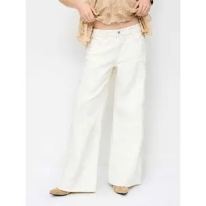 Cider Denim Low Rise Jacquard Floral Wide Leg Jeans