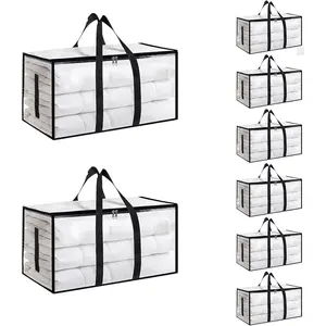 6 Pack-Extra Large Heavy Duty Moving Bags - Waterproof Storage Totes with Handles & Zippers, Foldable for College Dorm, Storage (Clear) Whiskey Gun Decanter Set Bullets Holographic Self-Sealing Organizer