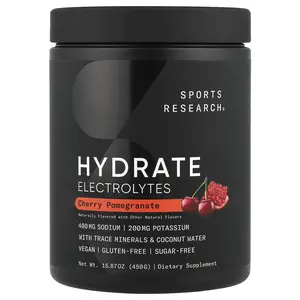 Sports Research Hydrate Electrolytes, Cherry Pomegranate, 15.87 oz (450 g)