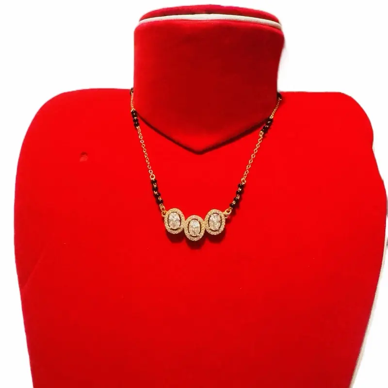 Women's Daily Wear Short Beaded Mangalsutra Necklace - Heart Charm, Sparkling Rhinestones, Artistic Design with Black Beads, Heart Charm Necklaces, Sparkling Rhinestones Necklaces, Beaded Necklaces, Heart Necklaces