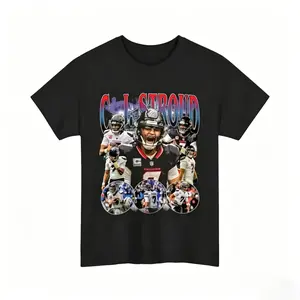 [Game Day Shirt]Vintage Houston Football Star Graphic Tee QB Inspired Game Day Shirt Retro Football Unisex Streetwear Cotton Crewneck Top Casual Outfit Trendy Sports Gift for Football Fans Athlete Style Tee