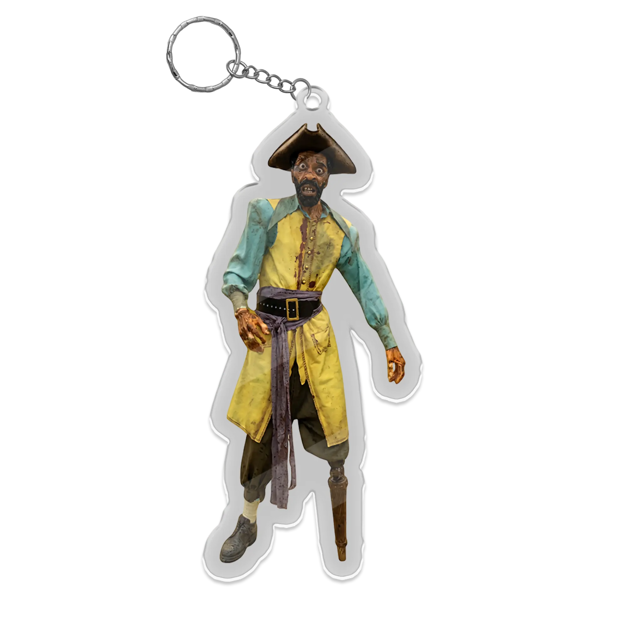 Cap’n Clark’s Pirate Keychain, Nautical Acrylic Keyring, Funny Cartoon Pirate Charm, Backpack Bag Clip
