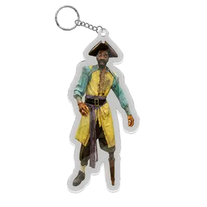 Cap’n Clark’s Pirate Keychain, Nautical Acrylic Keyring, Funny Cartoon Pirate Charm, Backpack Bag Clip