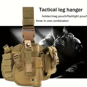 Tactical MOLLE Drop Leg Holster, Adjustable Thigh Holster with Detachable Magazine Pouch for Airsoft Hunting Outdoor Gear
