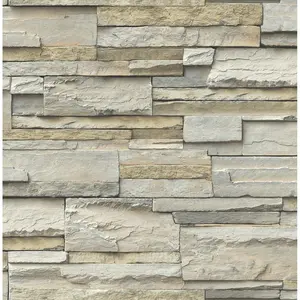 212 MAIN Faux Slate Stone Mix Peel & Stick Wallpaper, 18ft Long Single Roll, Easy Apply Modern DIY Home Decor for Home Use