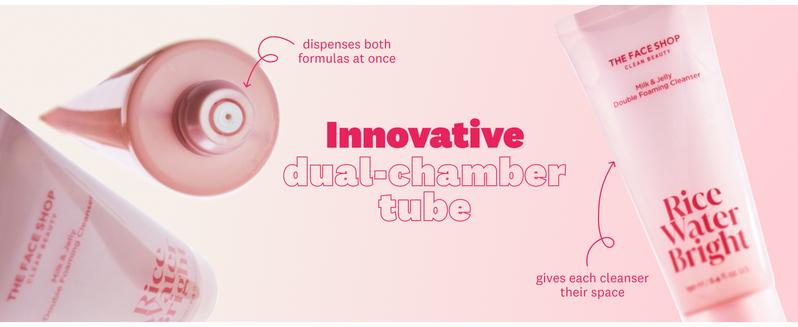 [THE FACE SHOP] Milk & Jelly Double Cleanser Bundles | 2-in-1 Foaming Facial Cleanser with Squalane, Panthenol & Hyaluronic Acid | Removes Sunscreen & Daily Makeup, Deep Pore Cleansing for Glass-Skin Glow | Korean Skincare