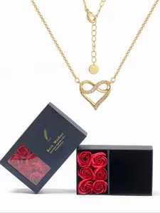 Heart Shaped Pendant Necklace with Box, Artificial Zircon Decor Charm Necklace for Women for Gift, Fashion All-match Jewelry for Daily Decor