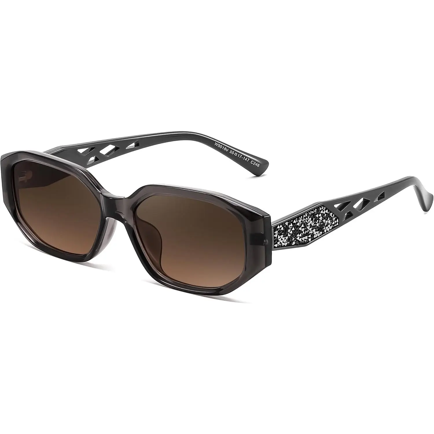 EyeconicFinds UV400 Sunglasses for Women-Men, 53mm Retro Shiny Shape Frames, Small Narrow Rectangle Shades, Sun Protection for Beaches-Traveling, B0247, Eyewear Fashion