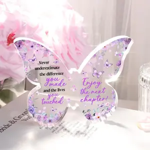 Butterfly Pattern Acrylic Plaque, Creative Desktop Ornament, Home Decor for Living Room Bedroom, Home Office Decoration, Gift for Coworkers, Leaving Gift for Women Men, Signs, Desk Signage Decoration, Acrylic Desktop Decoration, Decorative Plaque