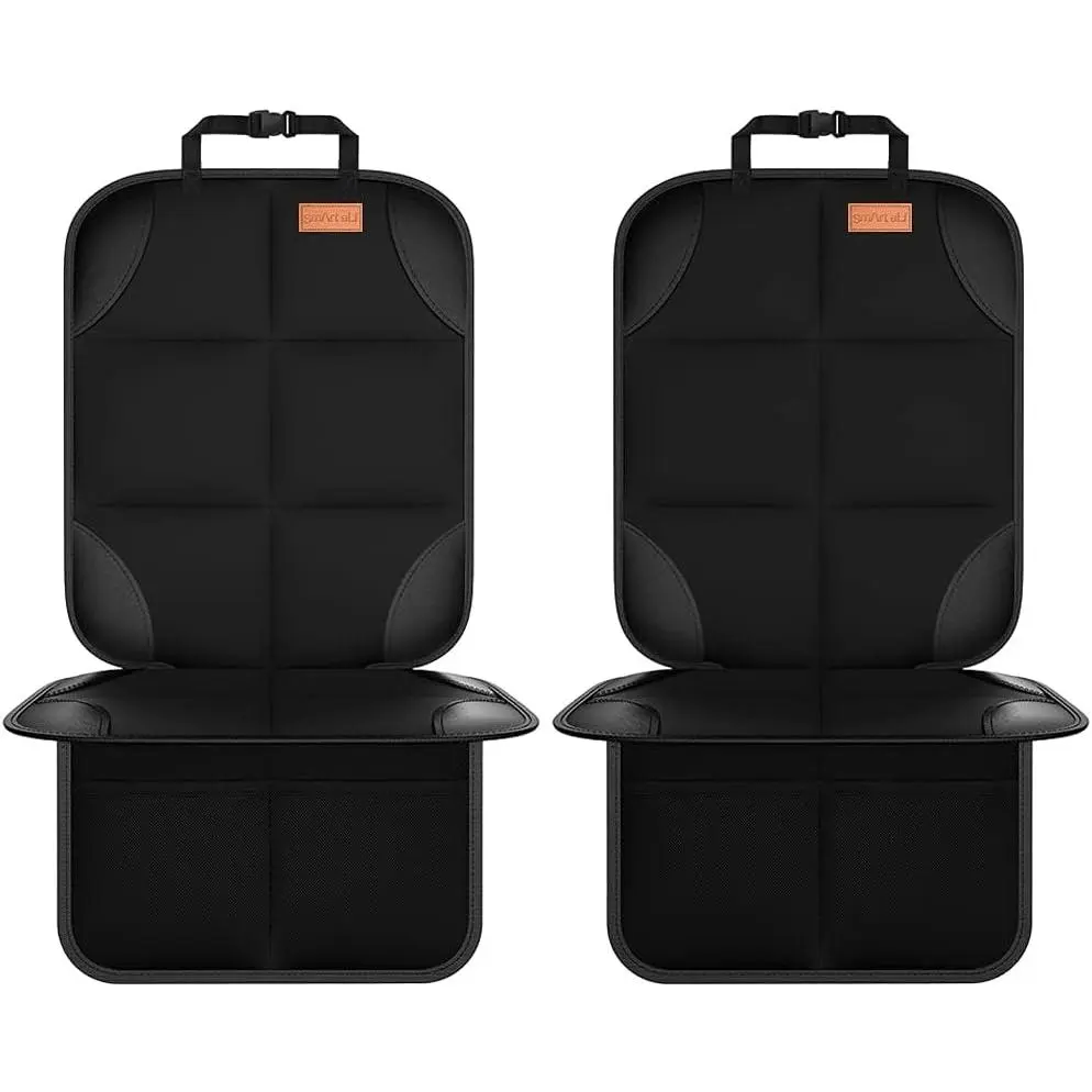 Car Seat Protector, 2Pack Seat Protector Protect  Seats with Thickest Padding and Non-Slip Backing Mesh Pockets for Baby and Pet,Sedan SUV Truck (Black)