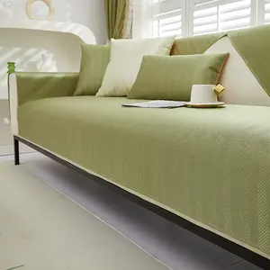 Herringbone Ice Silk Sofa Pad, Non-Slip Cover, Dustproof Sofa Slipcover, Summer Style, Ideal for Living Room, Bedroom, Office, 100% Polyester, Fits Single to Four-Seater Sofas