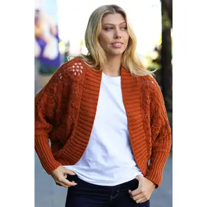 Layer Me Up Rust Cable Dolman Bolero Open Cardigan
