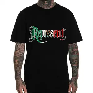 Represent Mexican Flag Tee Menswear Streetwear Unisex Black Cotton Crewneck Casual Tops Chicano Latino Pride Heritage T-Shirt DTF Printed