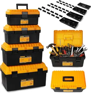 4 Pack Tool Box Duty Toolbox with Removable Trays & Dividers,Lockable Box 13"15"17"19"Organizers for Workshop Jobsite Home Hand Craft