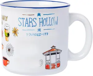 Silver Buffalo Gilmore Girls Luke's Diner Stars Hollow 20 Ounce Ceramic Camper Mug Official Warner Bros Merchandise Dishwasher Microwave Safe Gift Coffee Drinkware Beverage Rack Reuse Cup Reusable Tumbler