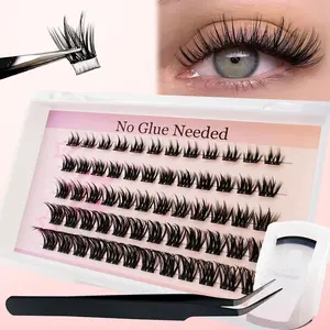 Self Adhesive False Eyelashes Cluster Set, Mixed Lengths (8-16mm), Fluffy, Curled, Dense, Natural Look, Waterproof, Cosplay, Travel Friendly