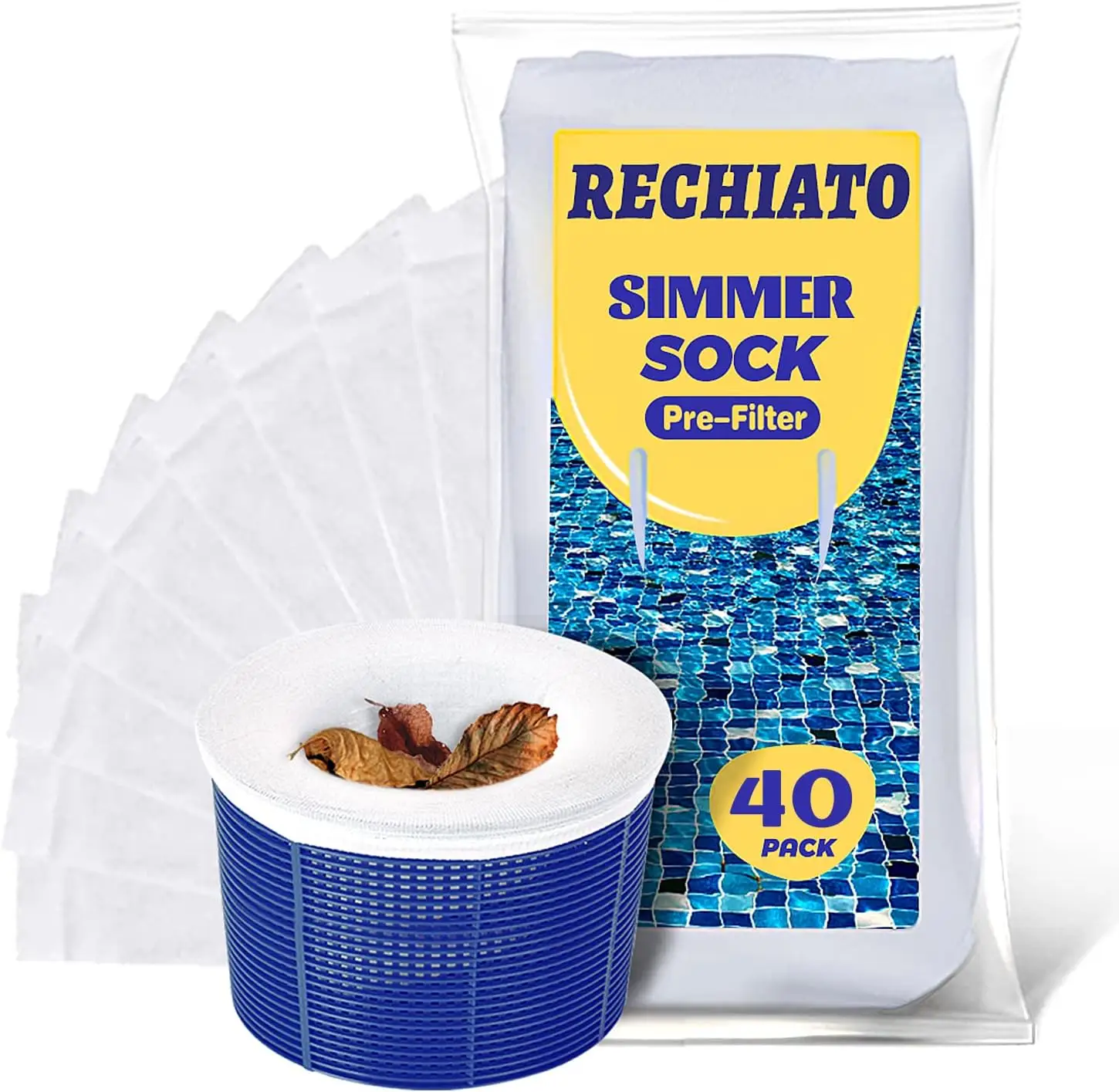 40 Pack Pool Skimmer Socks for Pool Filters, Filters Baskets and Skimmers to Filter Debris and Leaves, Protact Filter System of Inground and Above Gro