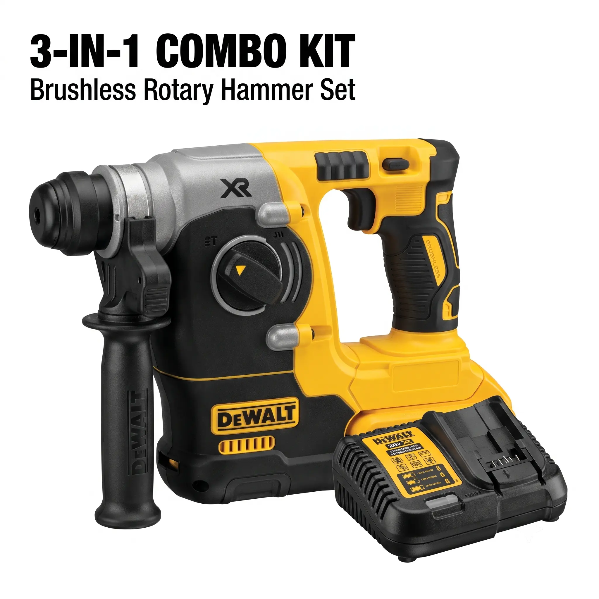 DEWALT DCH273 20V XR Brushless SDS Plus Rotary Hammer Kit, 3-Mode Cordless Masonry Drill for Concrete Drilling & Wall Chiseling