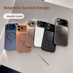 Light luxury metallic glossy large window case suitable for IP17Promax, with light gradient magnetic back panel and anti-drop design, compatible with IP16/15/14promax outdoorfun