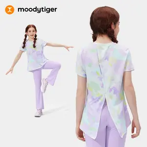 moodytiger Kids T-shirt for Girls with Swallowtail Hem and Sun Protection and Breathable Quick Dry