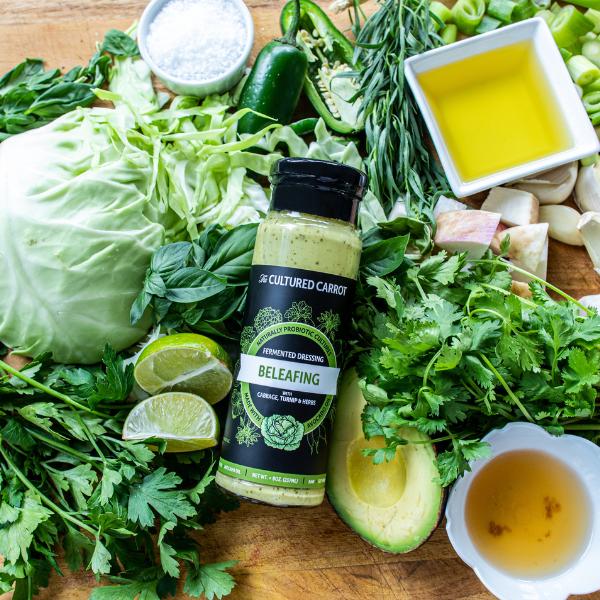 The Cultured Carrot Green Goddess Fermented Dressing made with Cabbage, Turnips and Avocado Oil - Beleafing- US Product
