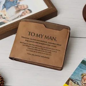 To My Man, Forever and Always Wallet Engraved, Leather Wallets, Personalized Mens Gifts for Husband from Wife, Custom Wallet for Man, Boyfriend, Fiance, Anniversary Christmas gift for Him