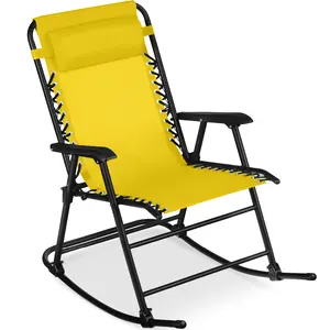 Best Choice Products Folding Outdoor Zero Gravity Rocking Lounge Chair w/ Headrest Pillow