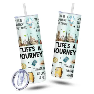 20oz Paris-Themed World Map & Landmarks -Style Travel Mug with Lid - Eiffel Tower, Big Ben, Statue of & Airplane Icons - Stainless Steel Coffee Cup for s,, Outdoor, Car, Gifts (Low-Maintenance