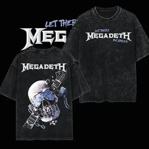 Megadeth Let There Be Shred Unisex Acid Washed Hoodie T-Shirt – KILLING ROAD World Tour Rock Thrash Metal Cotton Washed Tee, Heavy Metal Rock Band Washed Shirt, Oversized Vintage Tee, Heavy Metal Merch, Gift for Rock Fans 402