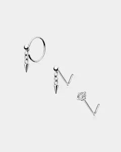 3PCS Spike Dangle Nose Studs Pack