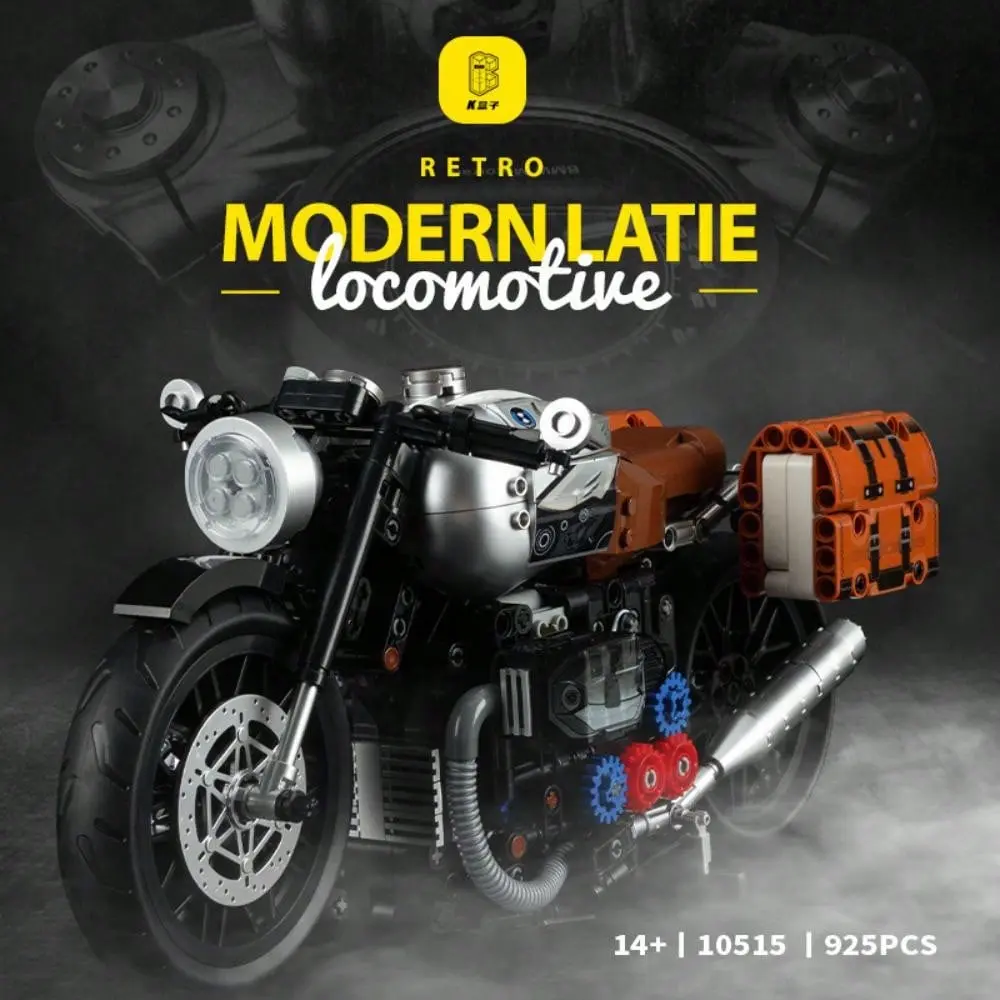 1:8 Cafe Racer Motorcycle Building Kit – 925 PCS Vintage Latte Bike Model, Collectible Motorcycle Building Blocks with Working Steering and Display Base, STEM Engineering Gift for Adults, Teens, and Motorcycle Enthusiasts