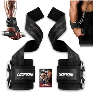 Weight Lifting Straps with Rings, 2 in 1 Wrist Straps for Weightlifting and Cable Machine with Double Triangle Rings and Non-slip Latex Thread, Lifting Cuffs for Home Gym Workout