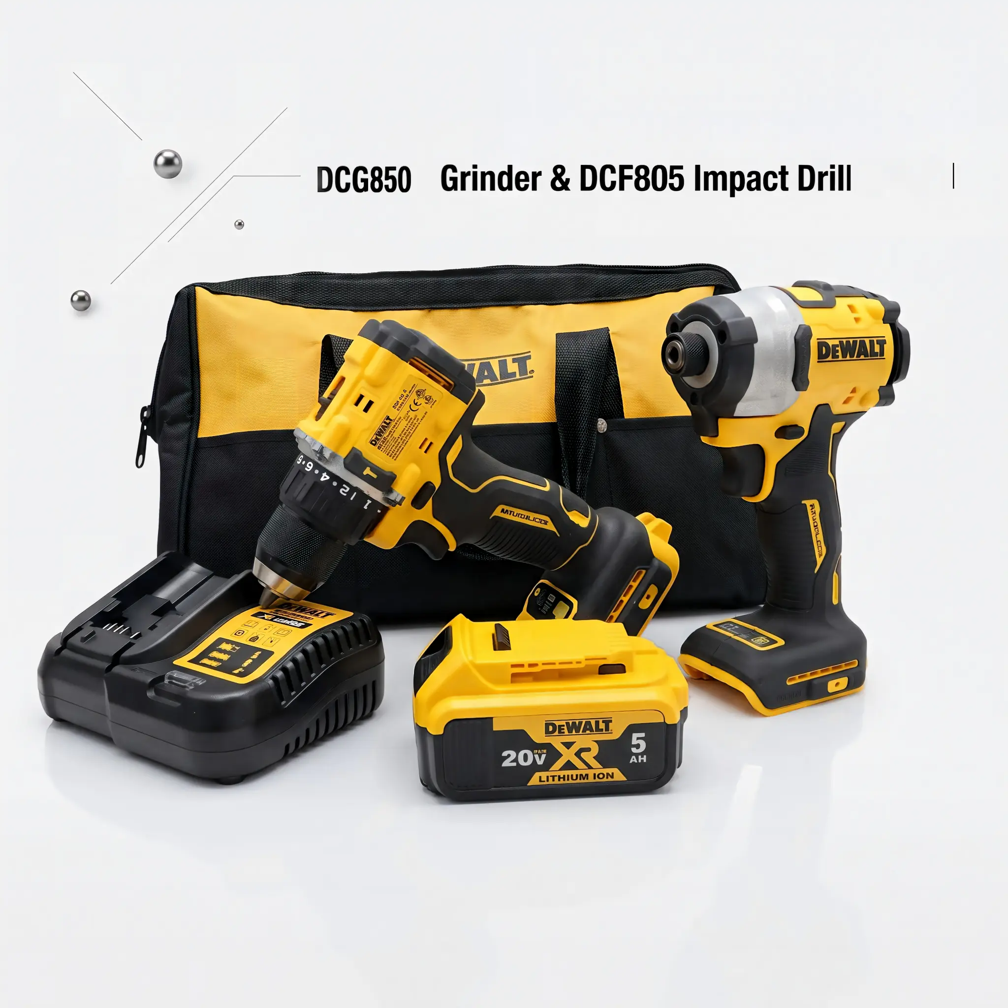 DeWalt DCF850 Impact Driver & DCF805 Hammer Drill Kit, Portable Automatic Electric Hair Braiding Machine, Forced Air Tool - DCF850 (205Nm Torque, 0-3250 RPM Range) for Pro Fastening Tasks, DCF805 (45Nm Torque, 0-1800 RPM Range)