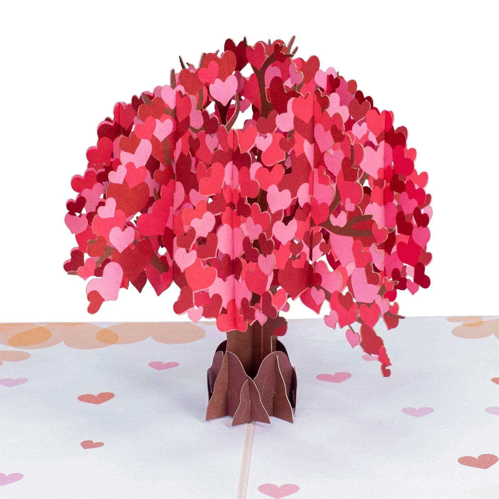 Paper Love Heart Tree Pop Up Card - Unique 3D Design with Heart-Shaped Leaves for Valentine's Day Birthdays Anniversaries, Custom Message Card