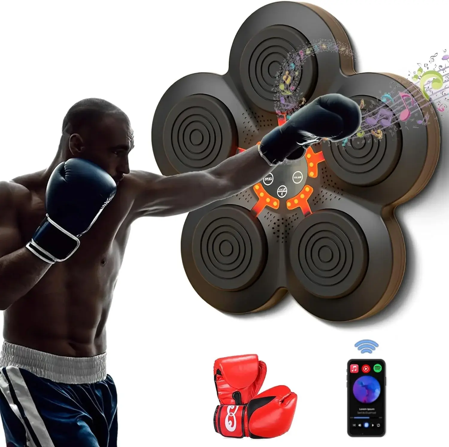 Annuodi Music Boxing Machine, Electronic Boxing Training Equipment for Speed and Agility Training, Smart Boxing Machine Trainer with Boxing Gloves for Varied Workouts