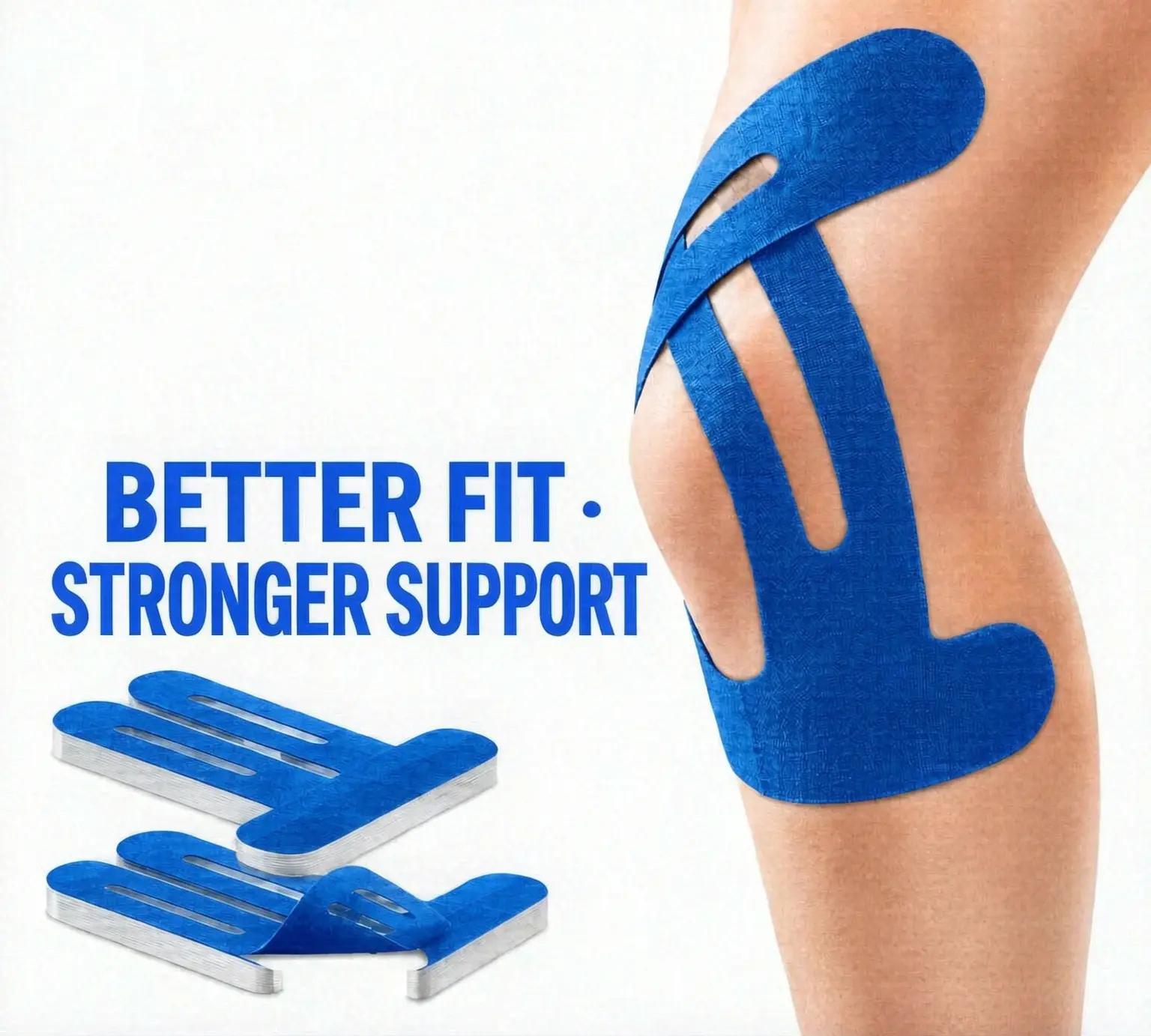 10PCS Pre-Cut Kinesiology Tape for Knees, Waterproof & Stretchy Sports Knee Support Tape, Lightweight & Breathable, Easy to Apply, blue