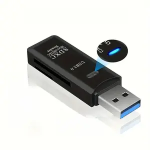 2-in-1 Mini USB 3.0 Card Reader - Adapter for SD/Micro SD/TF memory cards for PCs and laptops, compatible with flash drives