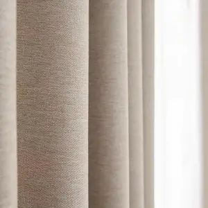 Elegant Japanese Style Light Blocking Curtain in Natural Color, Soft Linen Fabric for Bedroom and Living Room, Dust-Proof & UV Protection, Window Curtain