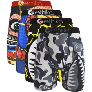 4Pcs/2Pcs ETHIKA Men's Boxer Briefs - Breathable All-Day Wear, Quick-Dry for Swimming/Cycling/Basketball, Romantic/Graffiti Prints, Plus Size, Sexy Comfort, Ideal Fathers' Day Gift-Great for Active Lifestyles