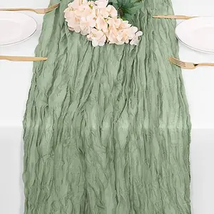 Soft Pleated Gauze Table Runner  One Piece Durable Easy To Clean Romantic Wedding Birthday Party Shower Decoration Four Seasons Offered in Four Different Colors