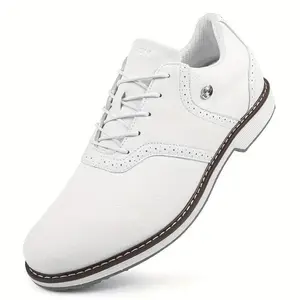 Professional Men's Faux Leather Upper Golf Shoes, Non-Slip Comfy Golf Trainers Fro Men's Outdoor