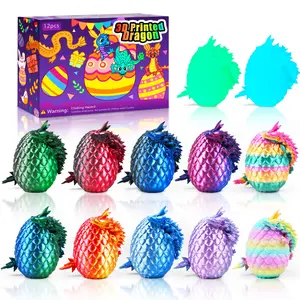 12pcs 3d Printed Dragon Eggs With Inside  Cool Stuff Fun Gifts Mini Egg Set Articulated Crystal Fidget For Adults Teens Boy Easter Basket Stuffers