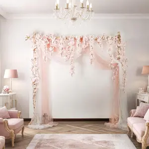 Artificial Cherry Blossom Vine, 1 Count Romantic Cherry Blossom Wreath, Decorative Bow for Wedding Festival Home Decor, Ornaments