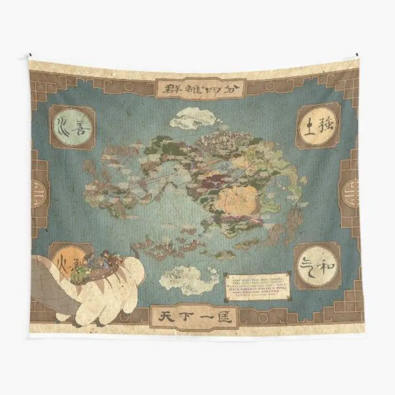Avatar: The Last Airbender Cotton Map Art Wall Tapestry - 60"x40" HD Print Wall Decor, College Dorm Bedroom Gift Idea Hanging, Cotton Fabric, Funny Meme, Multi-Size, Vivid Colors