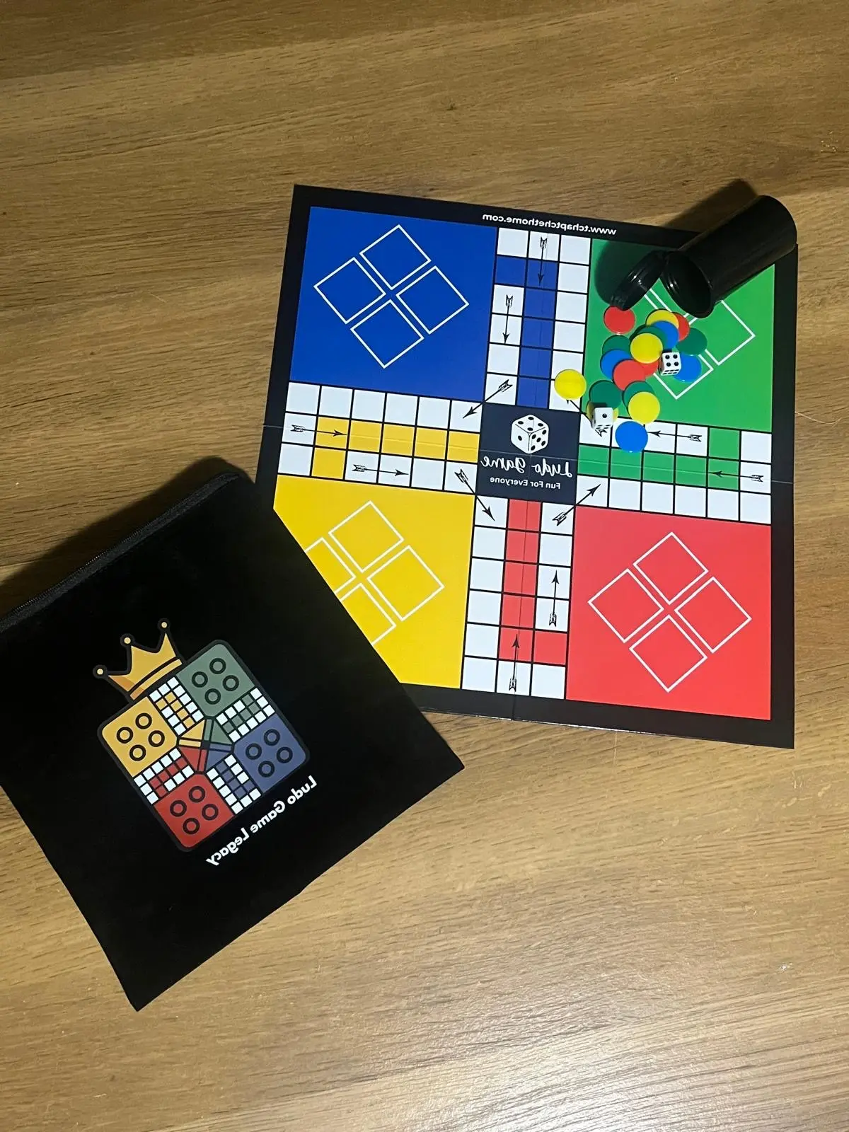 Ludo Game Legacy Fold and Go Travel Board Game 12x12 Inch Foldable with 16 Pieces 2 Dice Carrying Case for 2-4 Players Classic Fun Anywhere